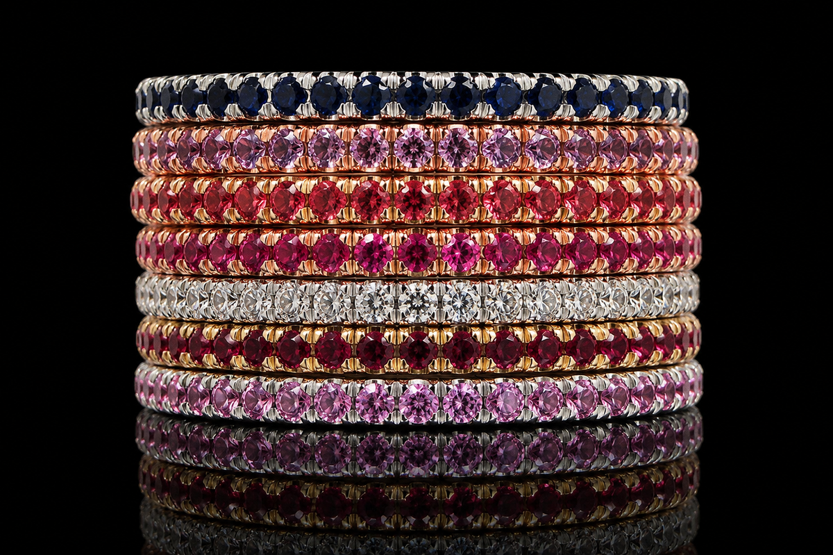 Multi-Color Gemstone Stackable Bands (band065)