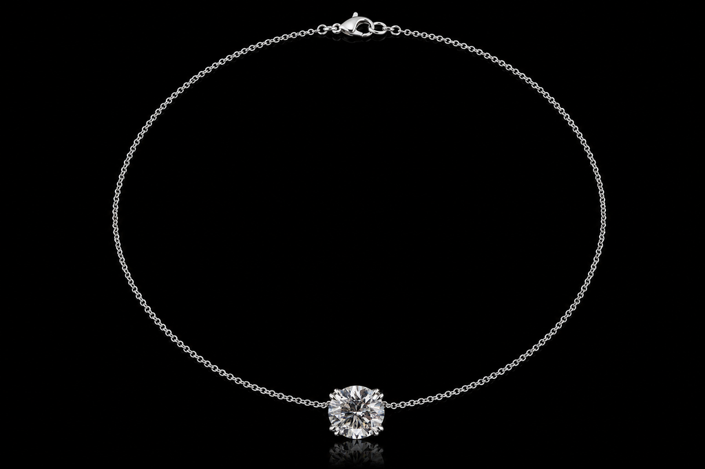 Round Diamond Double Claw Prong Pendant (pend050)