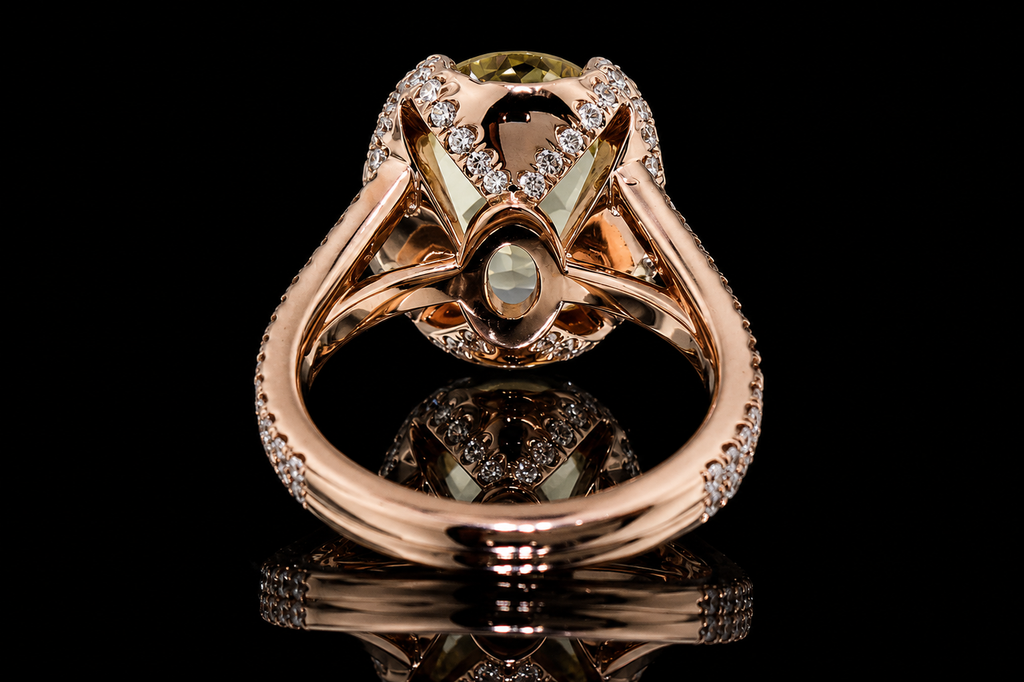 Oval Yellow Sapphire Halo Split Shank Engagement Ring (eng309)