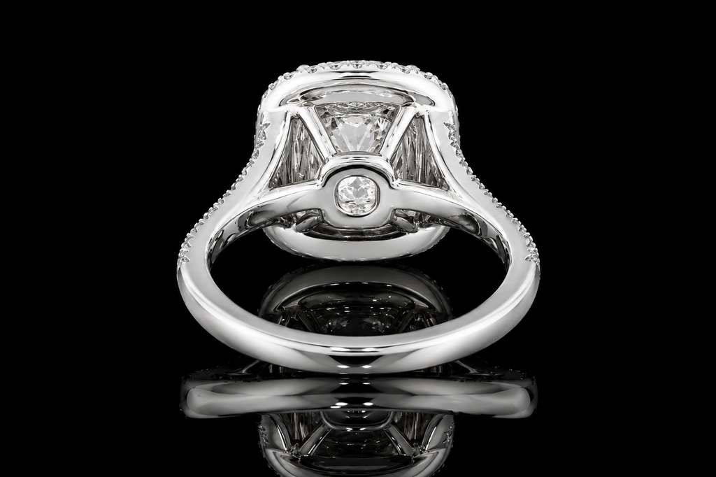 Cushion Cut Diamond Double Halo Split Shank Engagement Ring (eng307)