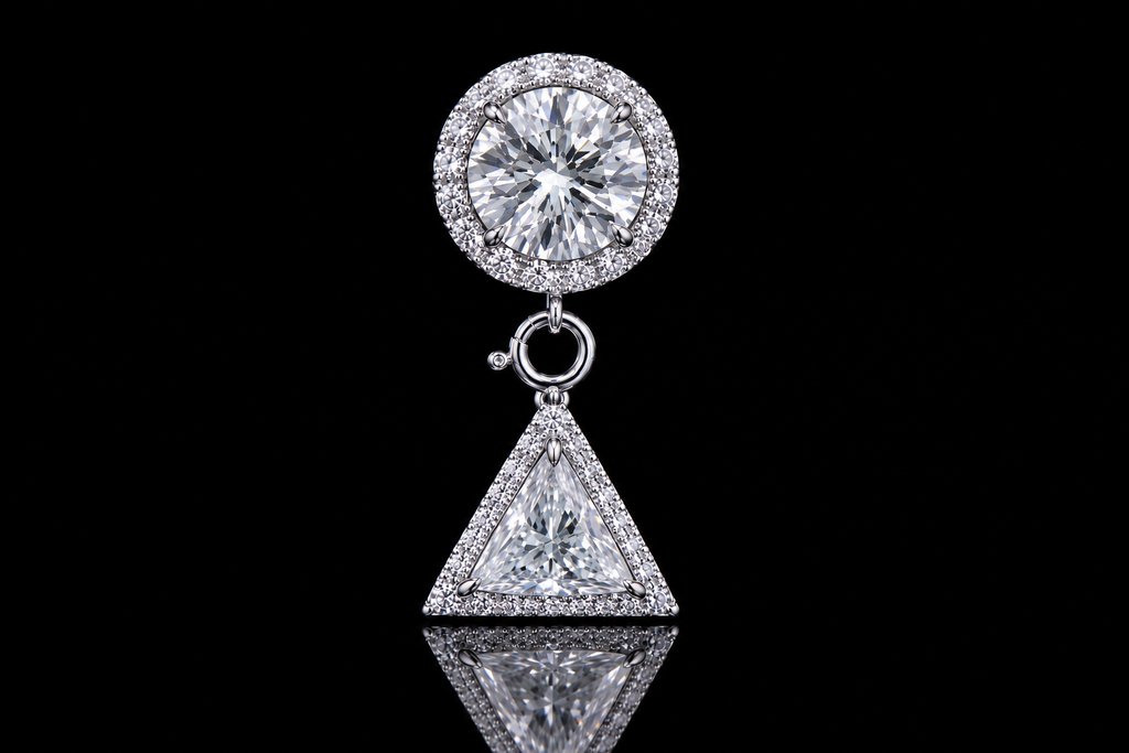 Convertible Diamond Halo & Drop Earrings (ear076)