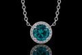 Blue Diamond Halo Necklace (pend057)