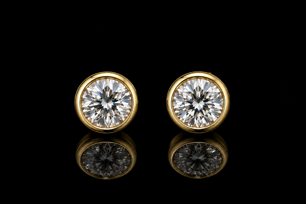 18K Yellow Gold Diamond Bezel Set (pend125)