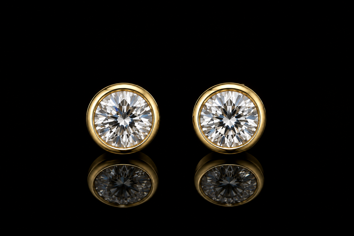 18K Yellow Gold Diamond Bezel Set (pend125)