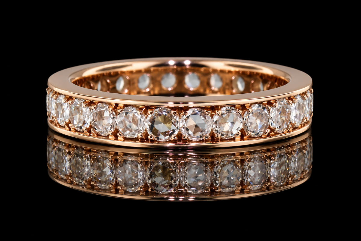 Rose Gold Rose-Cut Diamond Eternity Band (band157)