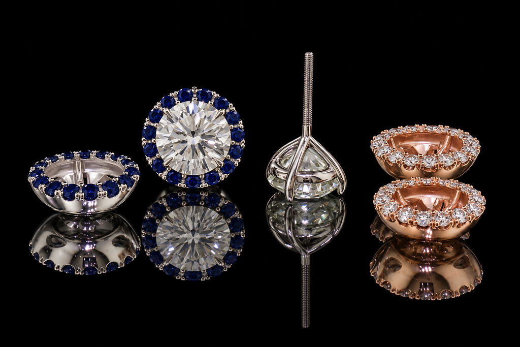 Removable Sapphire & Diamond Halo Jackets (ear060)