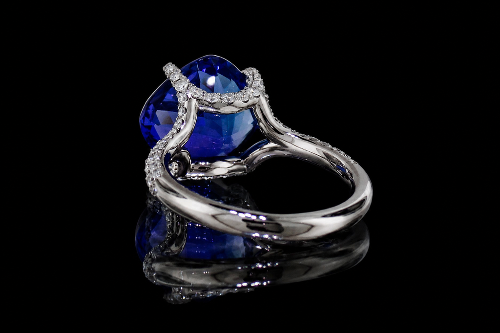 Tanzanite Split Shank Ring with Pavé Accents (eng530)