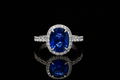 Oval Blue Sapphire Halo Engagement Ring (eng531)