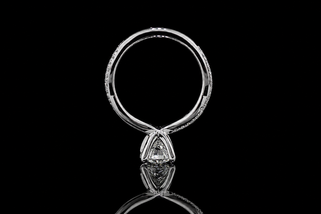Round Brilliant Diamond Solitaire Ring with Twisted Pavé Band (eng482)