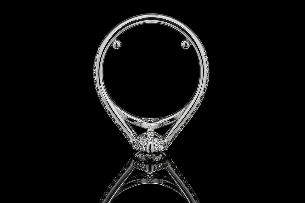 Marquise Diamond Halo Ring with Split Pavé Band (eng528)