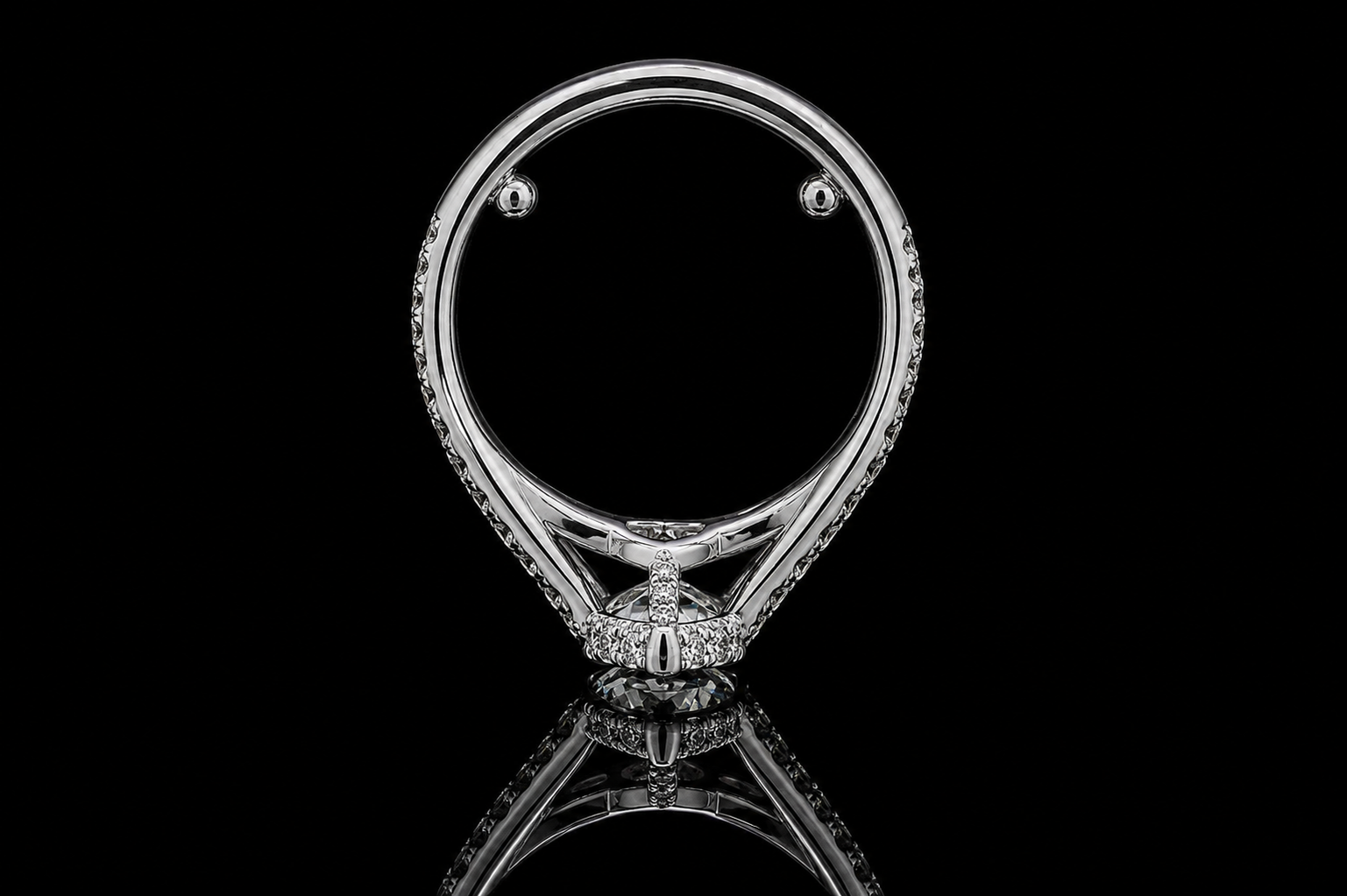 Marquise Diamond Halo Ring with Split Pavé Band (eng528)