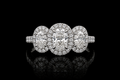 Three Stone Oval Diamond Halo Engagement Ring (eng752)