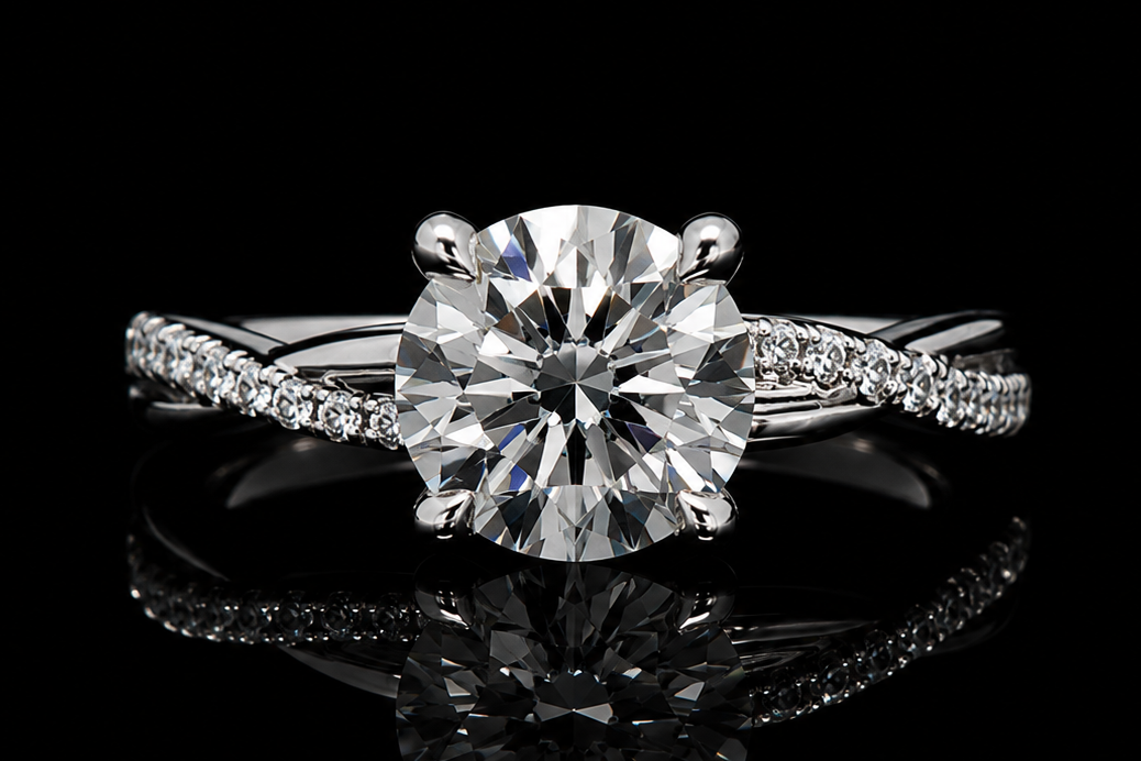 Round Brilliant Diamond Twist Solitaire Ring (eng727)