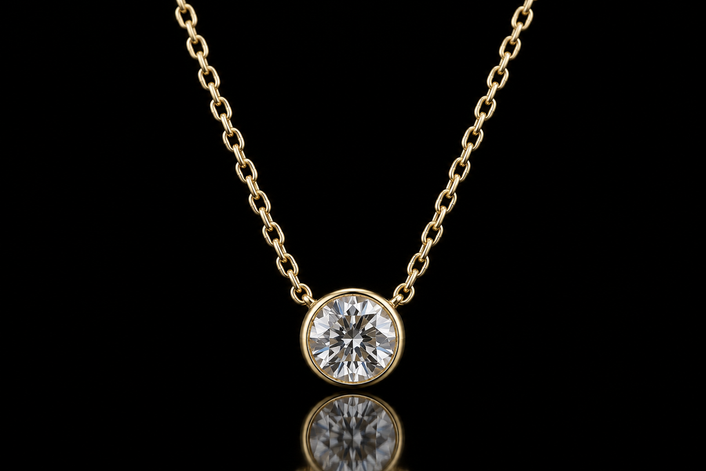 18K Yellow Gold Diamond Bezel Set (pend125)