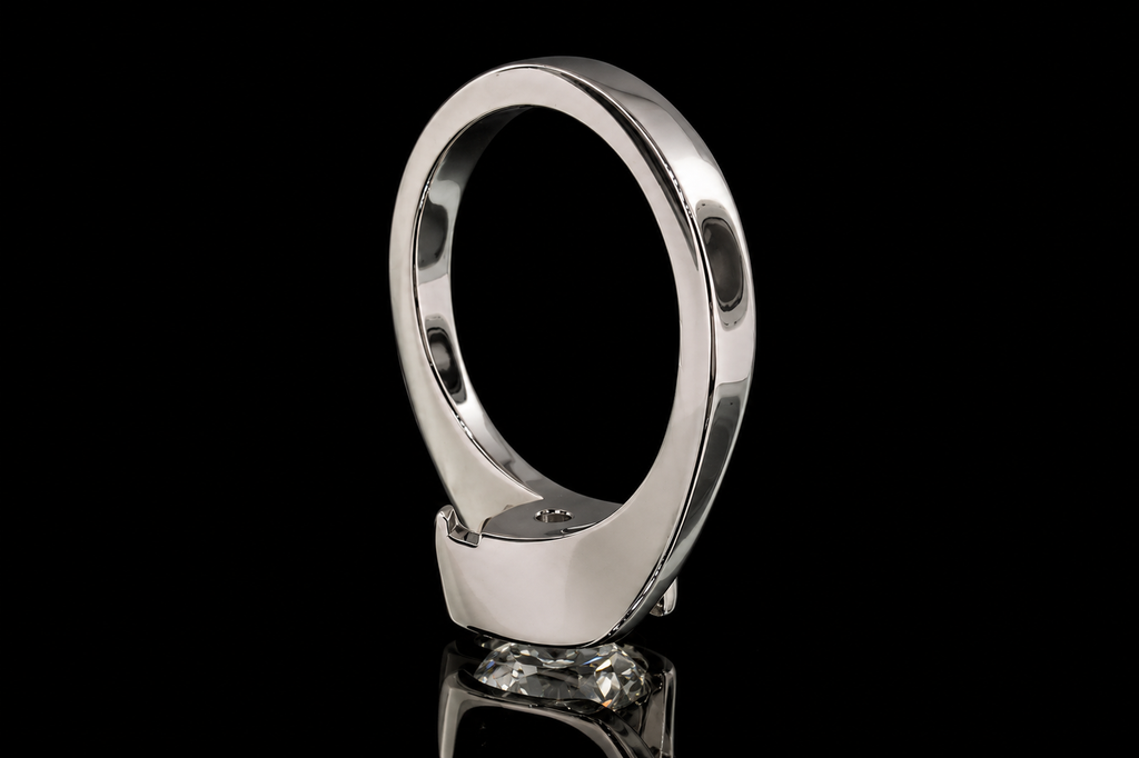 Round Brilliant Diamond Bypass Ring with Pavé Accents (eng460)