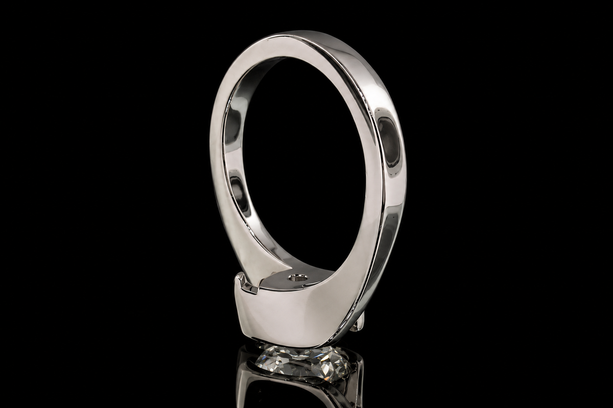 Round Brilliant Diamond Bypass Ring with Pavé Accents (eng460)