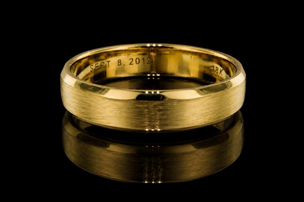 18K Yellow Gold Brushed Wedding Band (band031)