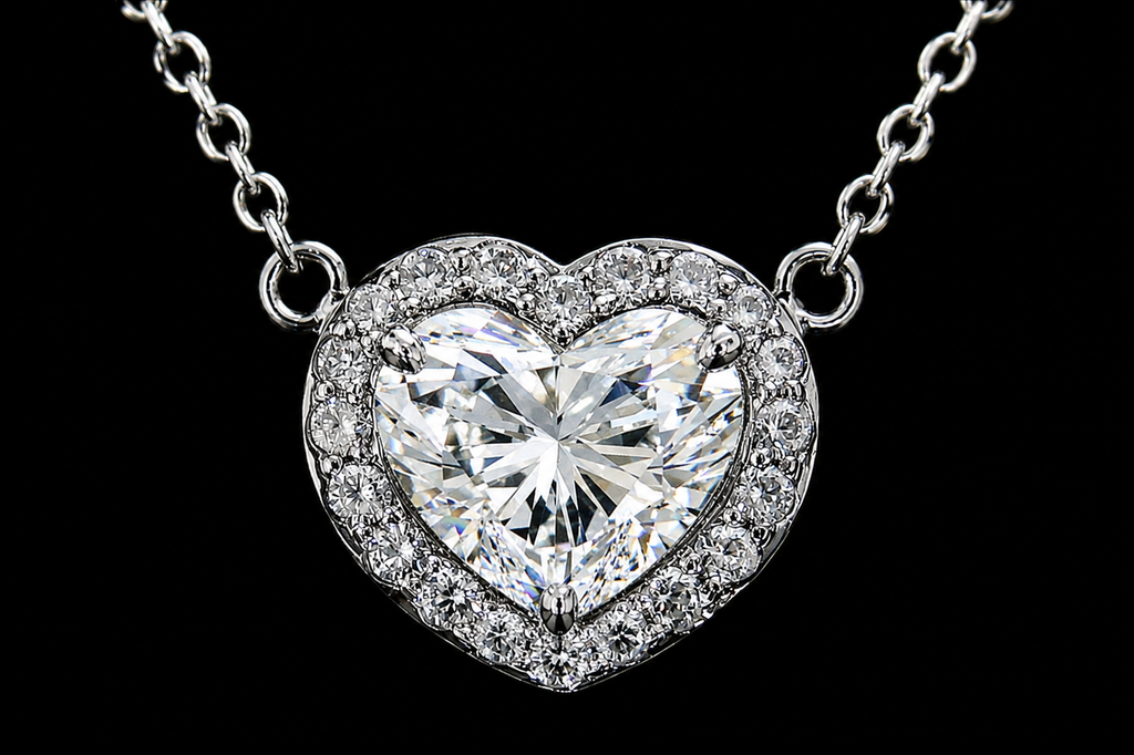 Heart-Shaped Diamond Halo Pendant (pend051)