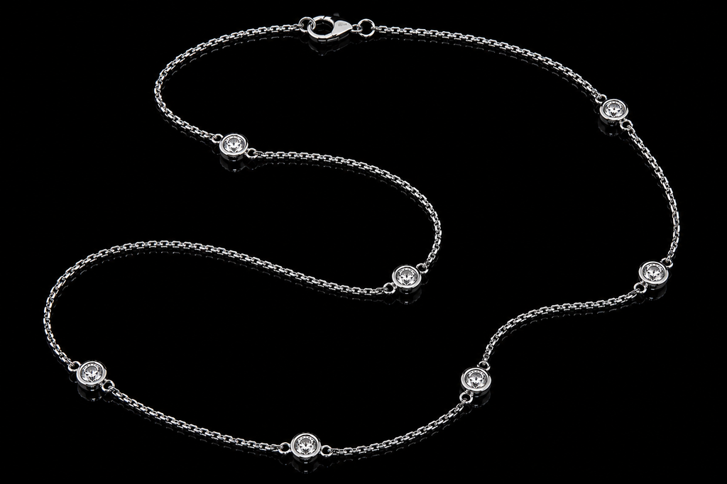 14K White Gold Diamond by the Yard Necklace (pend029)