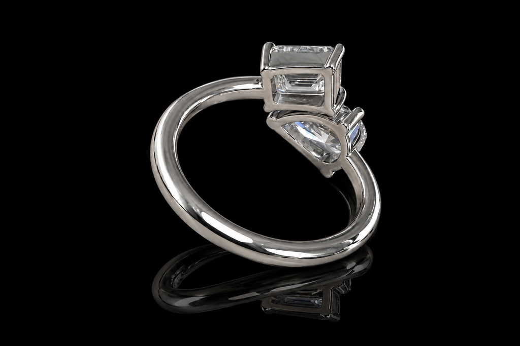 Pear & Emerald-Cut Toi et Moi Diamond Ring (eng788-1)