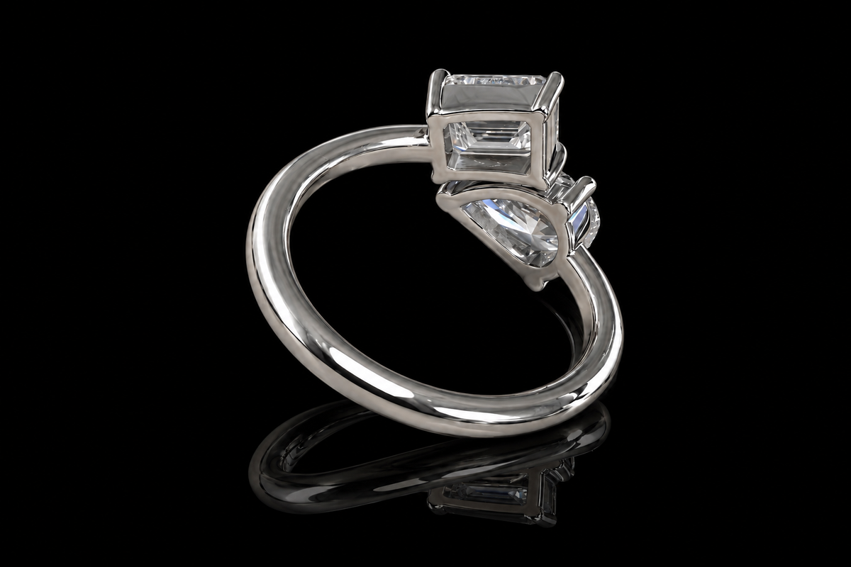 Pear & Emerald-Cut Toi et Moi Diamond Ring (eng788-1)