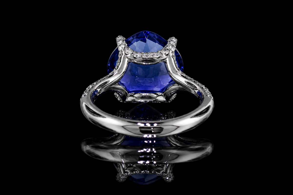 Tanzanite Split Shank Ring with Pavé Accents (eng530)