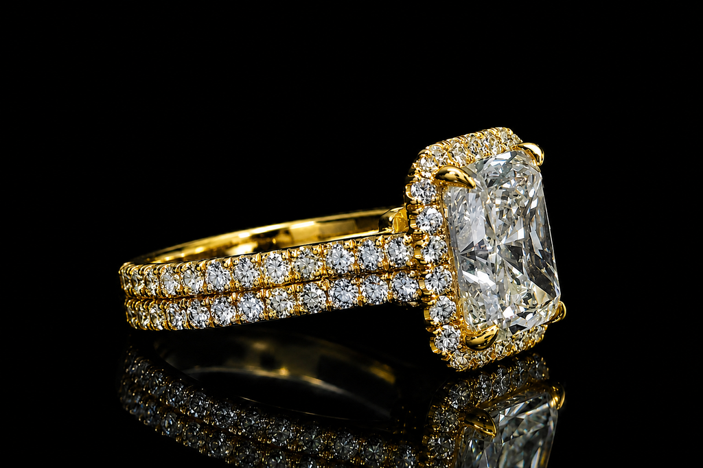Radiant Cut Diamond Halo Engagement Ring (eng735)