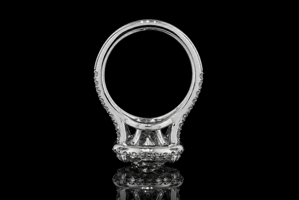 Pear Shaped Diamond Halo Ring with Split Pavé Band (eng529)