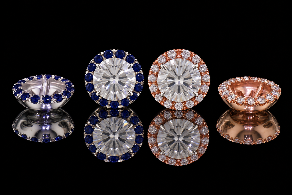 Removable Sapphire & Diamond Halo Jackets (ear060)