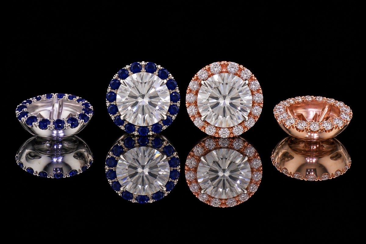 Removable Sapphire & Diamond Halo Jackets (ear060)