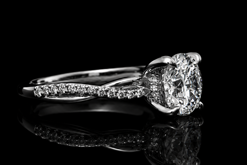 Round Brilliant Diamond Twist Solitaire Ring (eng727)
