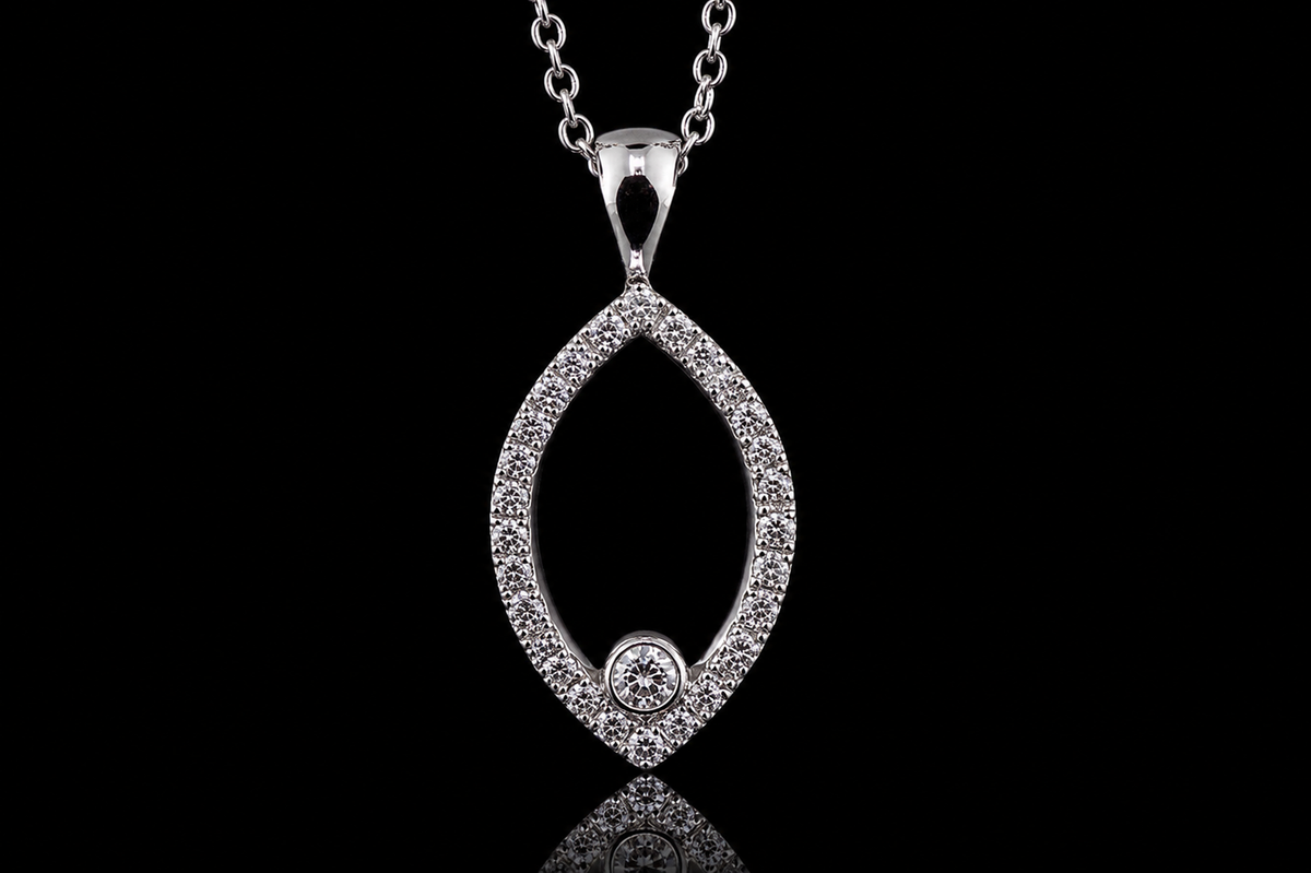 14K White Gold Diamond Openwork Pendant (pend005)