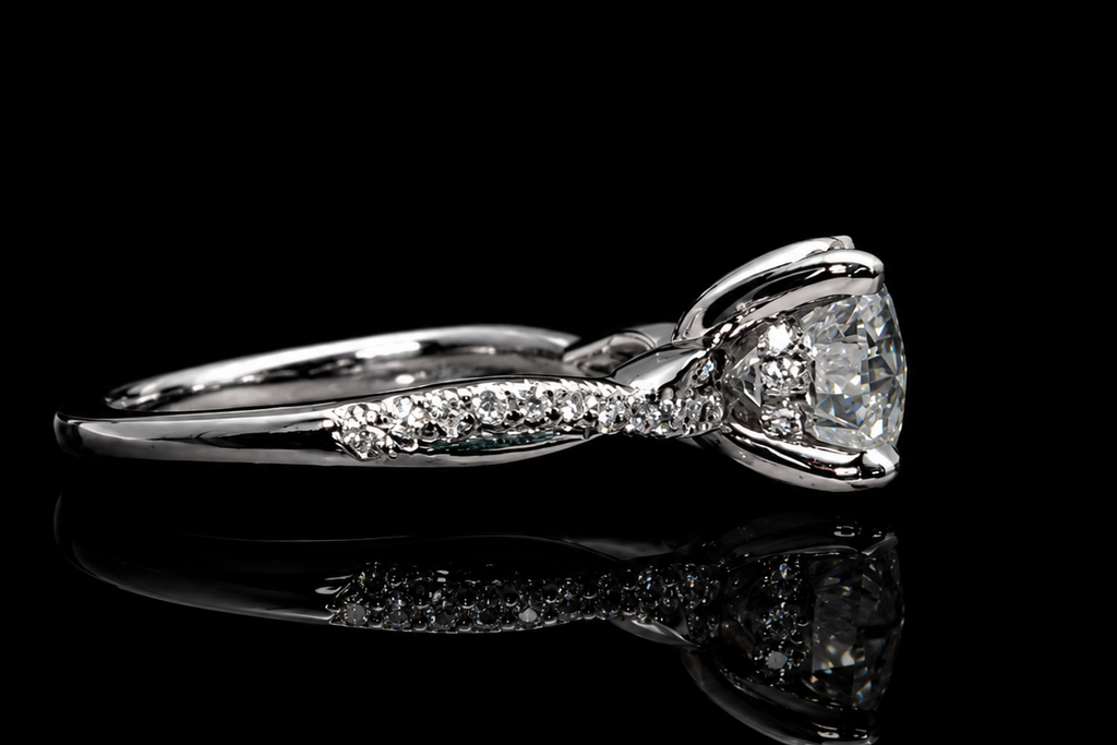 Round Brilliant Diamond Twist Solitaire Ring (eng727)