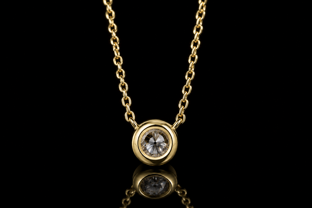 18K Yellow Gold Diamond Bezel Set (pend125)