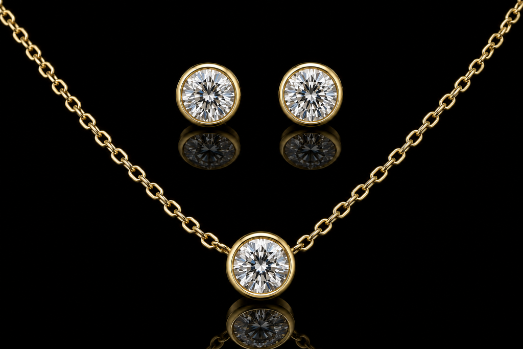 18K Yellow Gold Diamond Bezel Set (pend125)