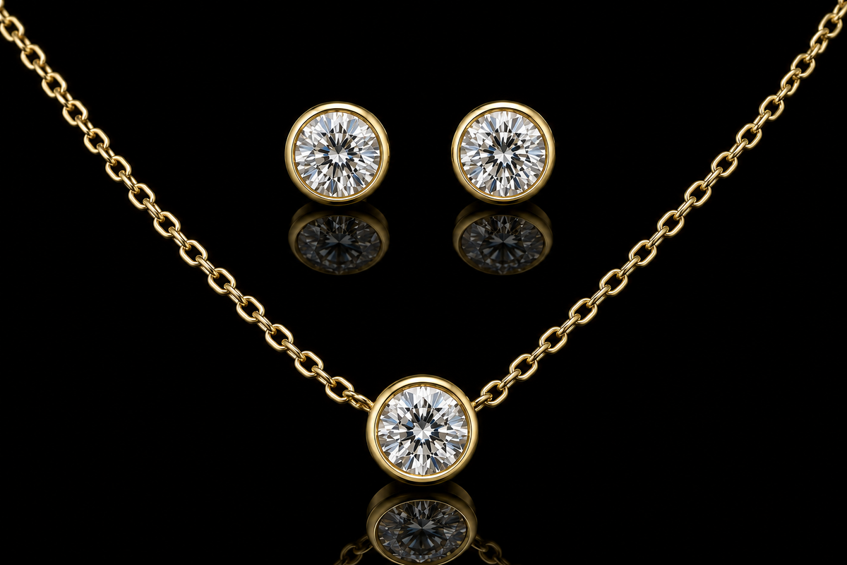 18K Yellow Gold Diamond Bezel Set (pend125)