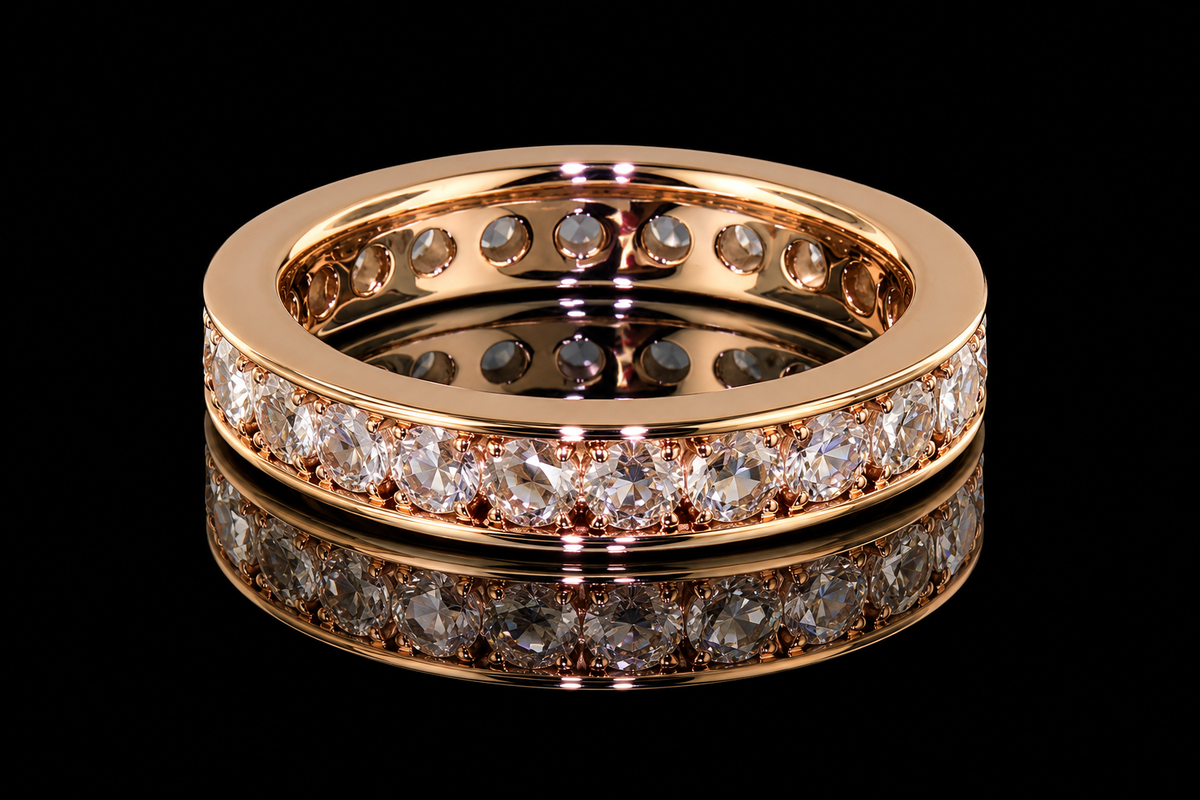 Rose Gold Rose-Cut Diamond Eternity Band (band157)