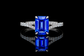 Emerald Cut Blue Sapphire Split Shank Engagement Ring (eng651)