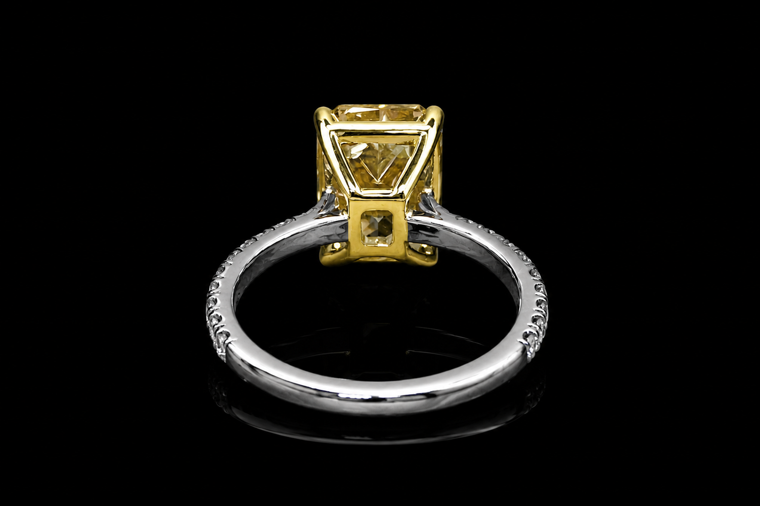 Radiant Fancy Yellow Diamond Engagement Ring with Pavé Band (eng753)