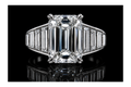 Emerald Cut Diamond Engagement Ring with Tapered Baguette Side Diamonds (eng786)