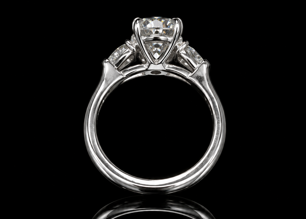 Oval Three-Stone Diamond Engagement Ring (eng784)