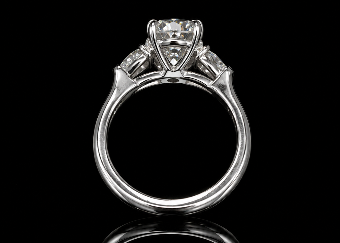 Oval Three-Stone Diamond Engagement Ring (eng784)