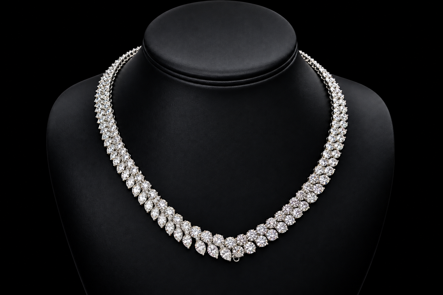 Heart-Shaped Tanzanite & Diamond Statement Necklace (Jes002)