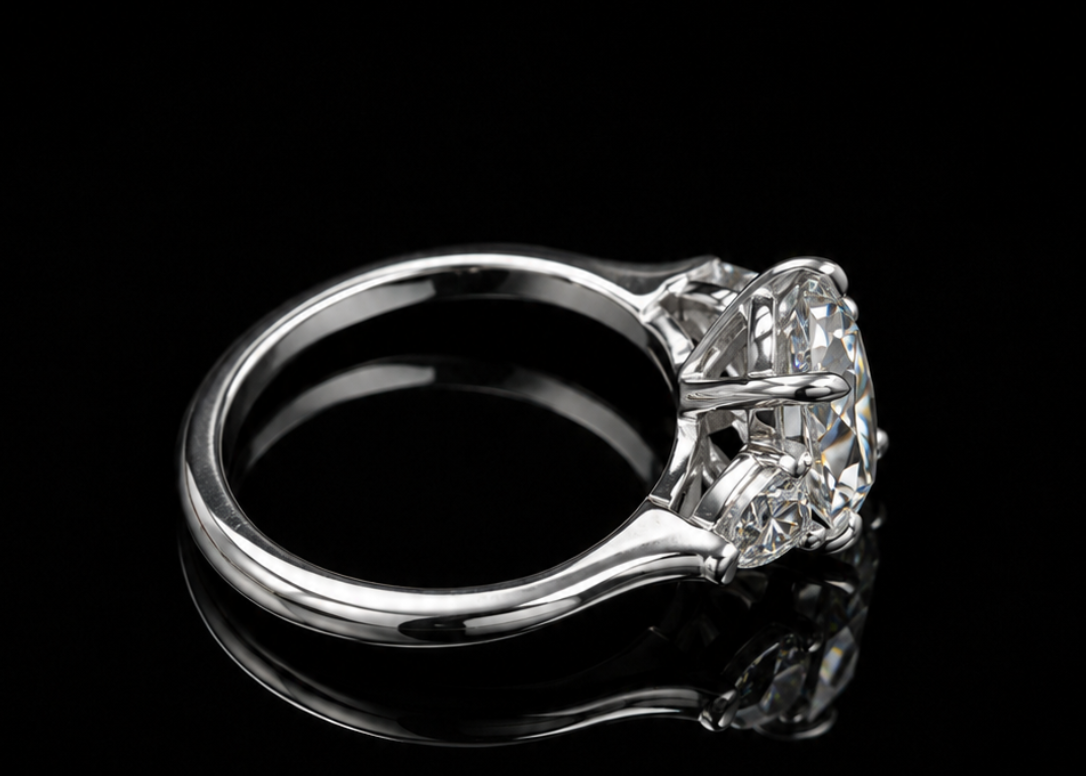 Oval Three-Stone Diamond Engagement Ring (eng784)