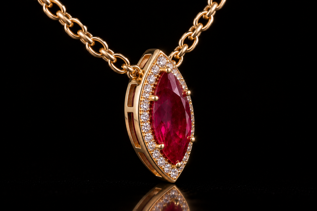 Ruby & Diamond Marquise Pendant (Pend-MQ001)