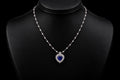Heart-Shaped Tanzanite & Marquise Diamond Pendant Necklace (Jes001)