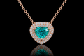 Heart-Shaped Paraiba Tourmaline Diamond Halo Pendant (Pan-n001)