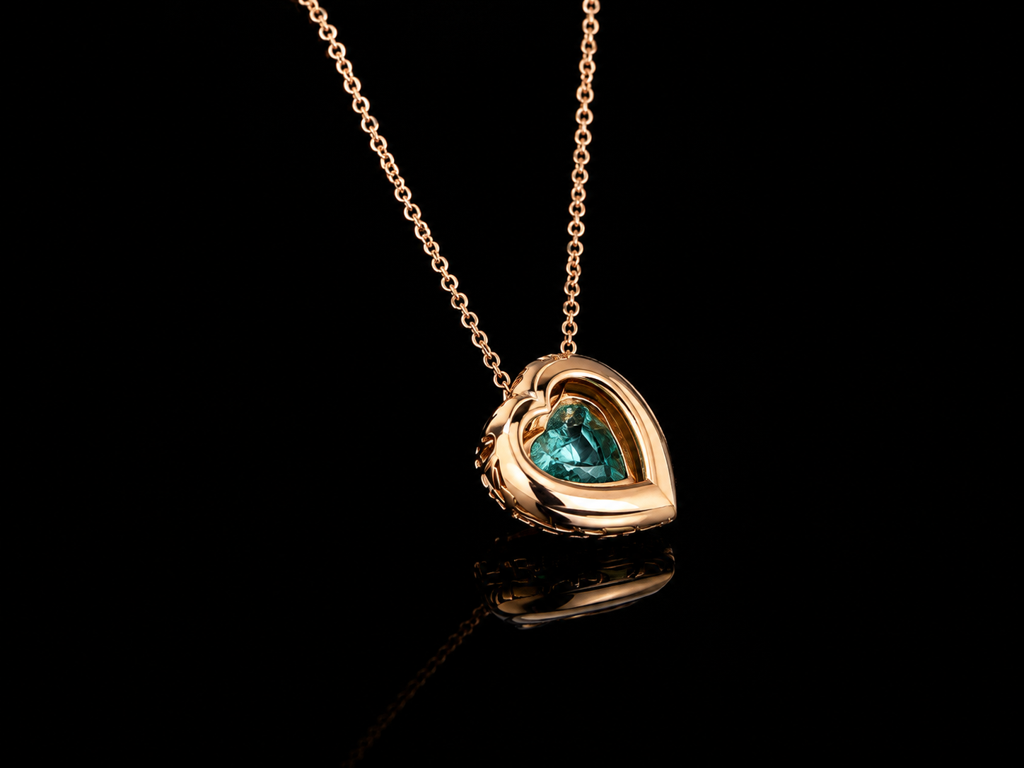 Heart-Shaped Paraiba Tourmaline Diamond Halo Pendant (Pan-n001)