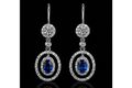 Oval Sapphire Diamond Drop Earrings (Ear-n001)