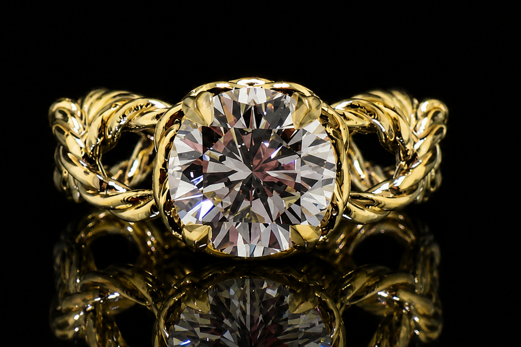 Round Diamond Woven twist Ring (eng295)